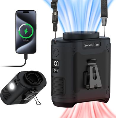 Ventilatore Socool Clip Campeggio Multifunzione Ventilatore Portatile 10000MAh Con Sos Led Light