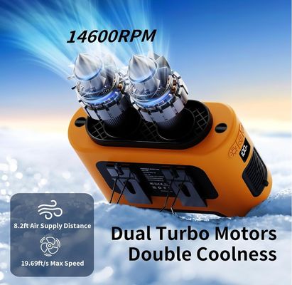 Socool Fan 14500mAh Clip Waist Fan Arancione Nero Ventilatore mobile regolabile Tipo-C Fonte di alimentazione per soluzione di raffreddamento portatile Ventilatore da treppiede esterno