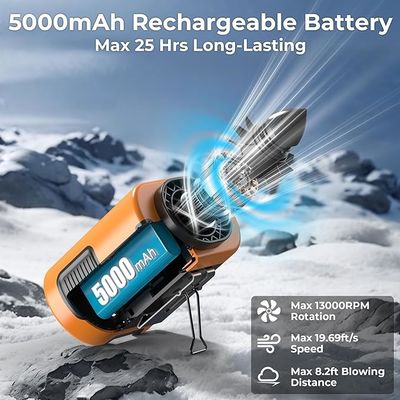 Ventilatore Socool 4000mAh Ventilatore Clip cintura Arancione Nero Ventilatore Multifunzionale Portatile Con Corpo ABS Giacca Silicone Acciaio Manganese Aggancio Acciaio Manganese Bracket