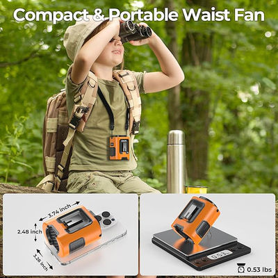 Ventilatore Socool Batteria ricaricabile Ventilatore multifunzionale portatile 4000mAh Clip Ventilatore cintura Design compatto in colore arancione nero per interni / esterni